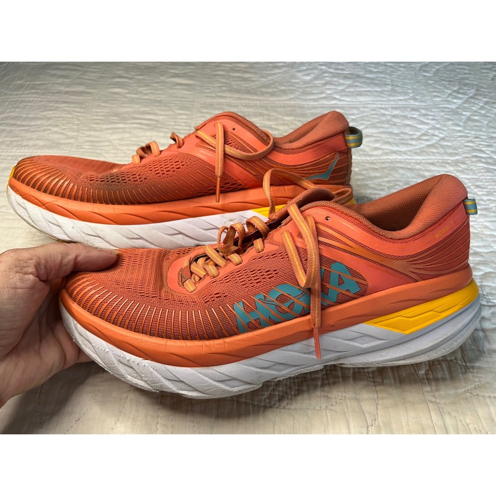 Hoka One One Bondi 7 Womens Running Shoes Orange 1110519 CCSD Size 10.5